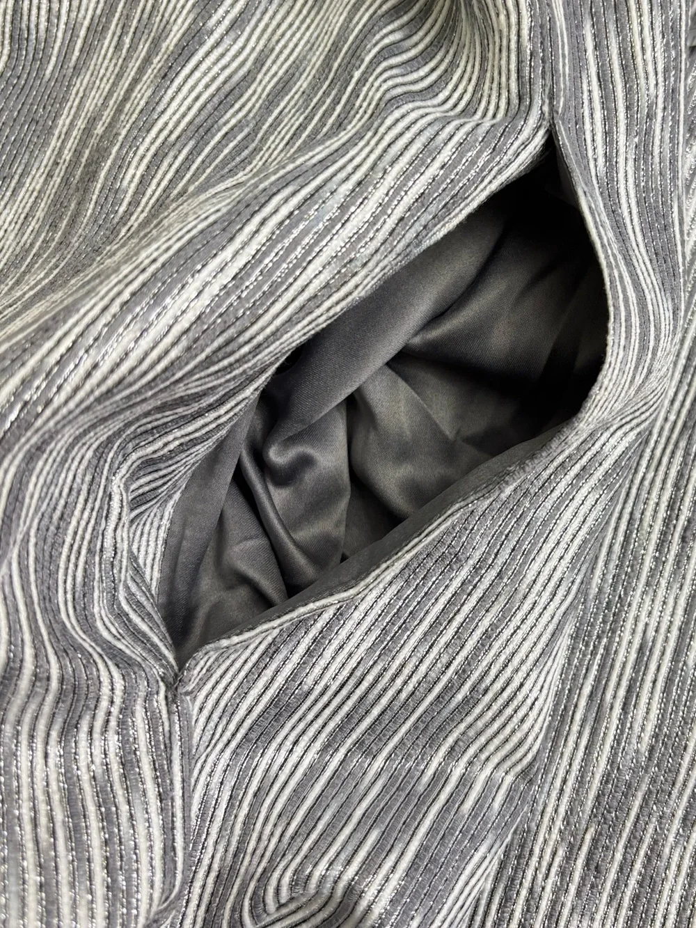 Chico's Travelers Collection Dressy Textured Lurex Jacket, Metallic Gray Silver